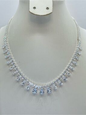 Swarovski Crystal Elements White Teardrop Crystals Tennis Necklace Bridal